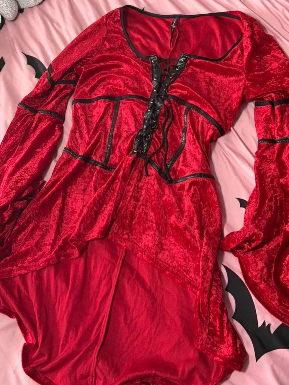 Lip Service Red Velvet Lace-Up Tunic Top